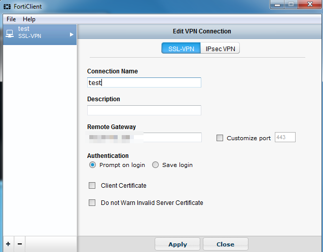 fortinet vpn client windows